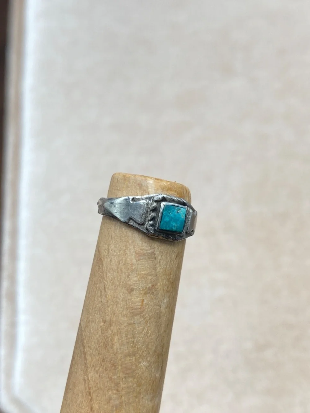 Fred Harvey Era Infant No mark Old Sterling Silver Vintage Square Southwest Ring
